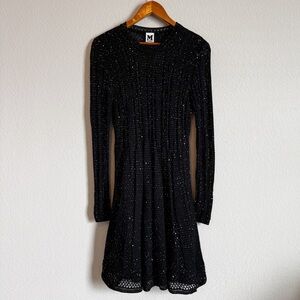 Missoni Women's Black Sequin Embellished Knit Long Sleeve Mini Dress Size 10